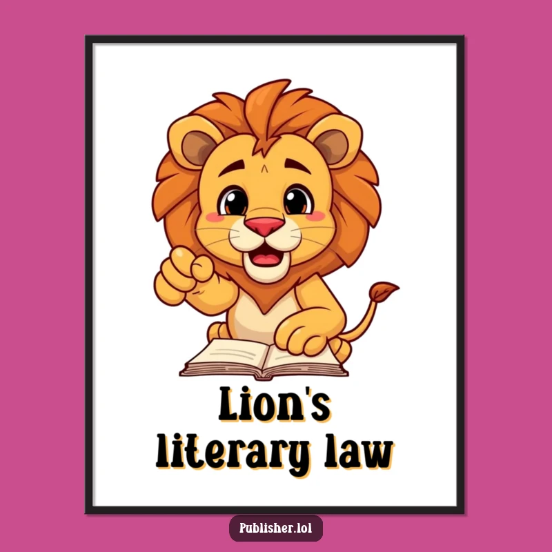 Funny Lion Manuscript Poster: Bold Wall Art for Decisive Personalities
