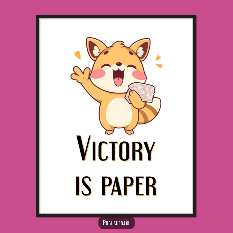 Funny Playful Animal Cheering Poster - Joyful Art for Your Walls
