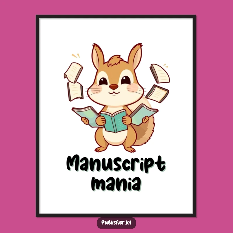 Funny Squirrel Manuscript Juggling Poster: Hilarious Wall Art for Academia and Beyond