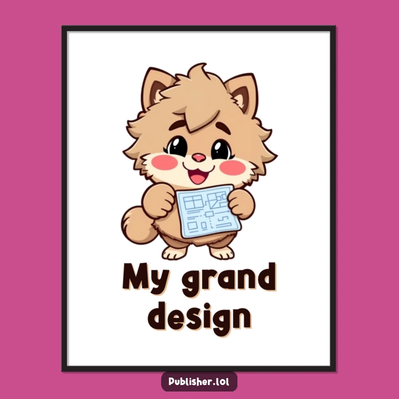 Funny Blueprint Visionary Poster - Enthusiastic Character Wall Art, Unique Funny Gift