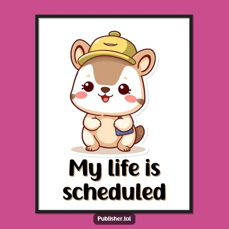 Funny Organized Animal Poster - Busy Schedule Character Wall Art, Unique Funny Gift