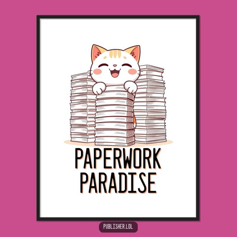 Funny Kawaii Cat Poster - Hilarious Office Art Print for Desks