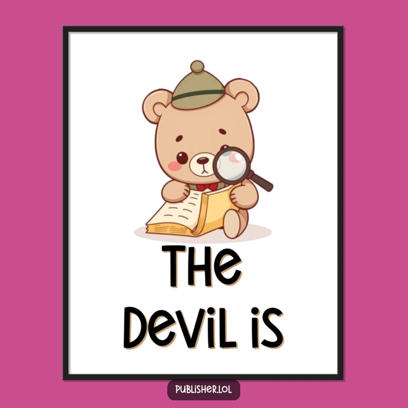 Funny Bear Investigator Poster - Hilarious Literary Art for Bookworms