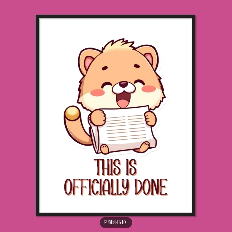 Funny Fuzzy Animal Stamping Document Poster - Energetic Art for Your Space