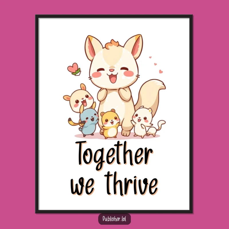 Funny Teamwork Animal Poster: Decorate with Collaborative Joy