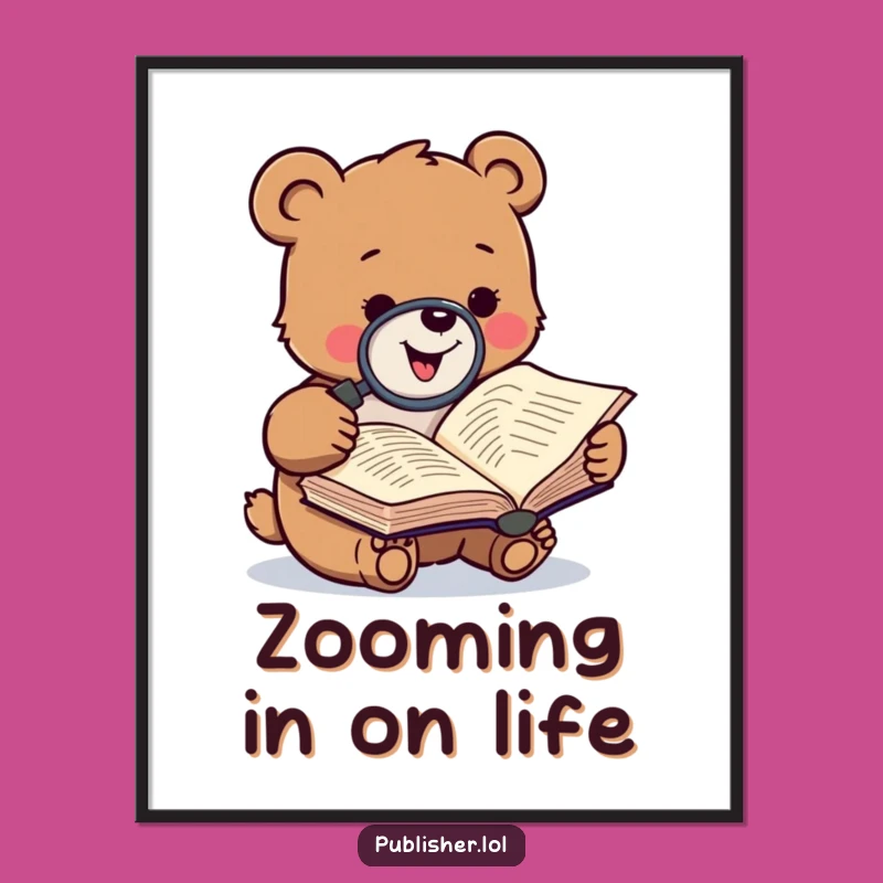 Funny Bear Manuscript Poster: Gleeful Literary Wall Art
