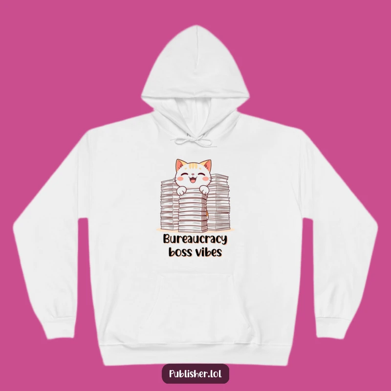 Funny Kawaii Cat Hoodie - Cozy & Hilarious Paper Piler Sweatshirt