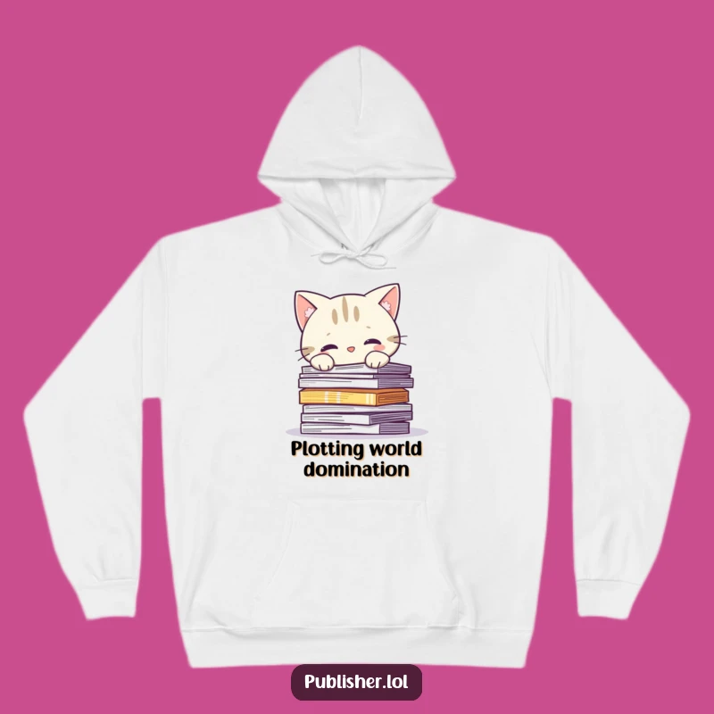 Funny Curious Cat Pages Hoodie: Stay Cozy and Snuggle Up with Literary Charm