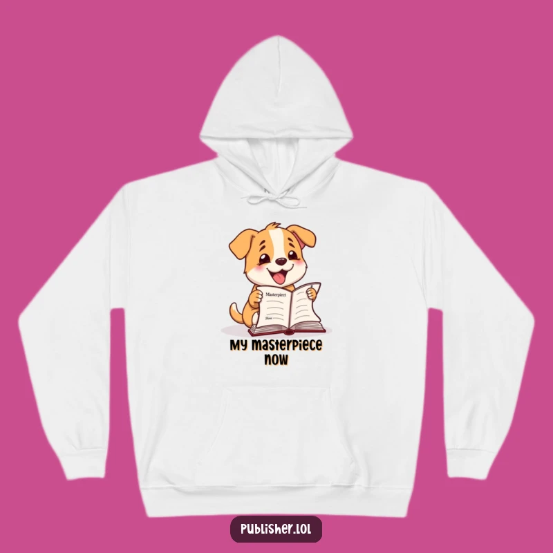 Funny Happy Dog Manuscript Hoodie: Stay Cozy and Celebrate Your Literary Wins