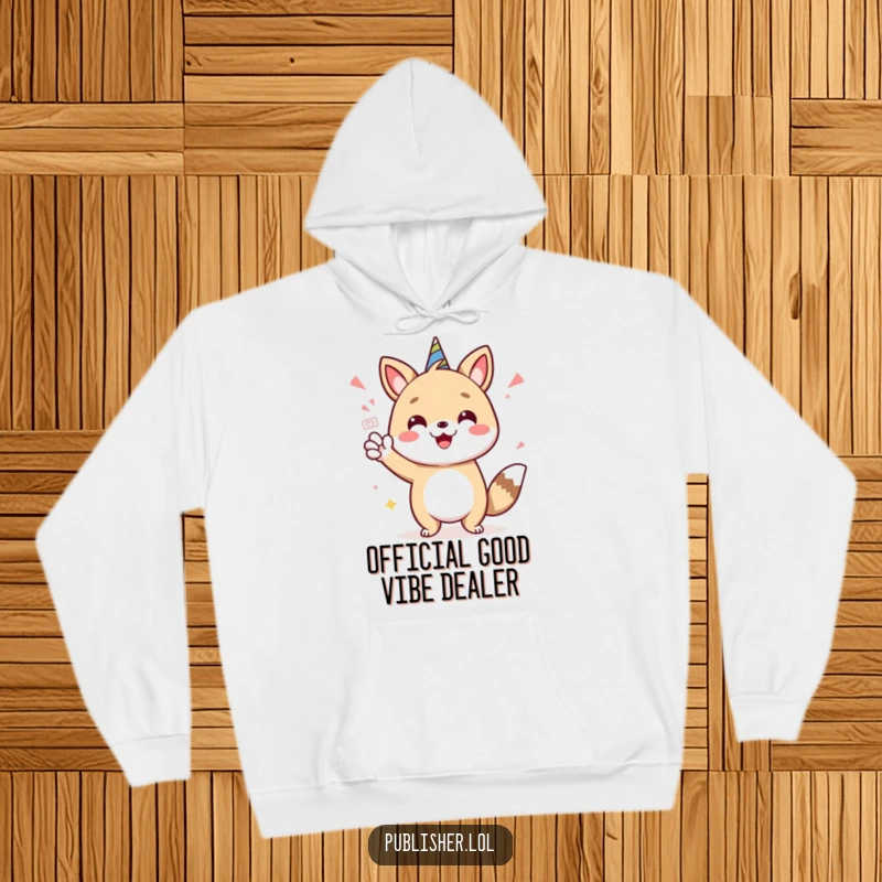 Funny hoodie featuring a cheerful animal character with a celebratory stamp of approval, perfect for cozying up and feeling accomplished.