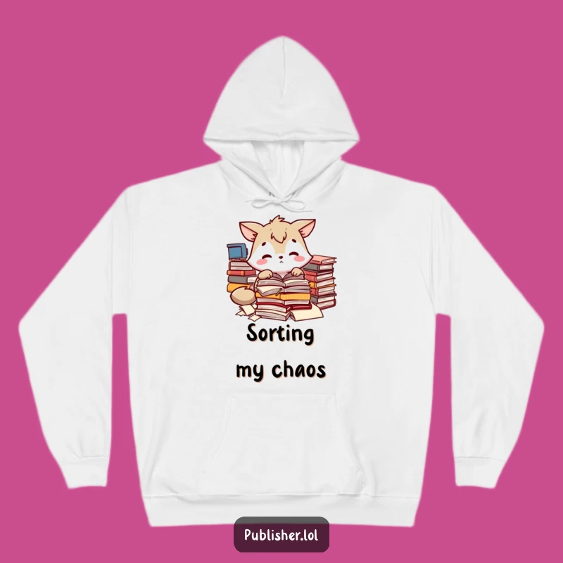 Cozy Funny Animal Manuscript Hoodie - Warm Comfort for Dedicated Workers