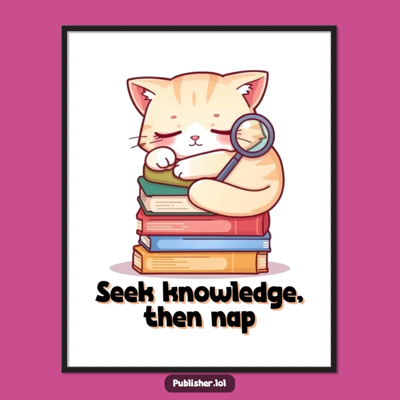 Free Printable Sleepy Cat Bookworm Wall Art: Cozy Literary Decor, Downloadable Art