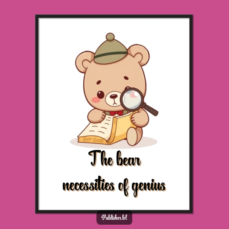 Free Printable Wall Art: Funny Bear Scholar, Hilarious Downloadable Decor!