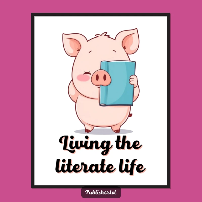 Free Printable Pig Book Lover Art - Funny Downloadable Wall Decor