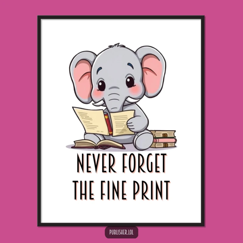 Free Printable Elephant Contract Art - Funny Downloadable Wisdom Decor