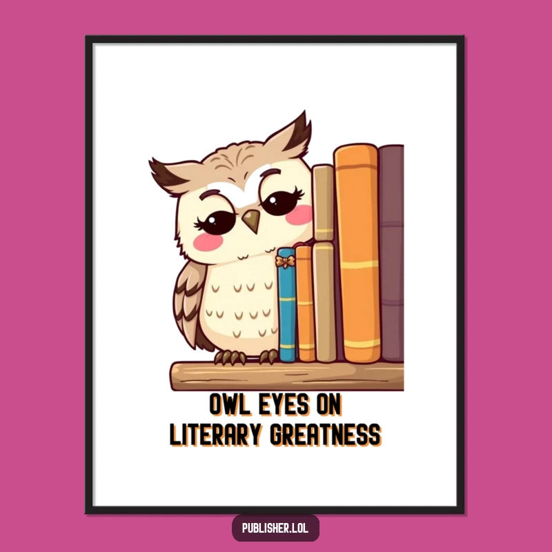 Free Printable Wall Art: Thoughtful Owl Bookshelf, Funny Downloadable Art