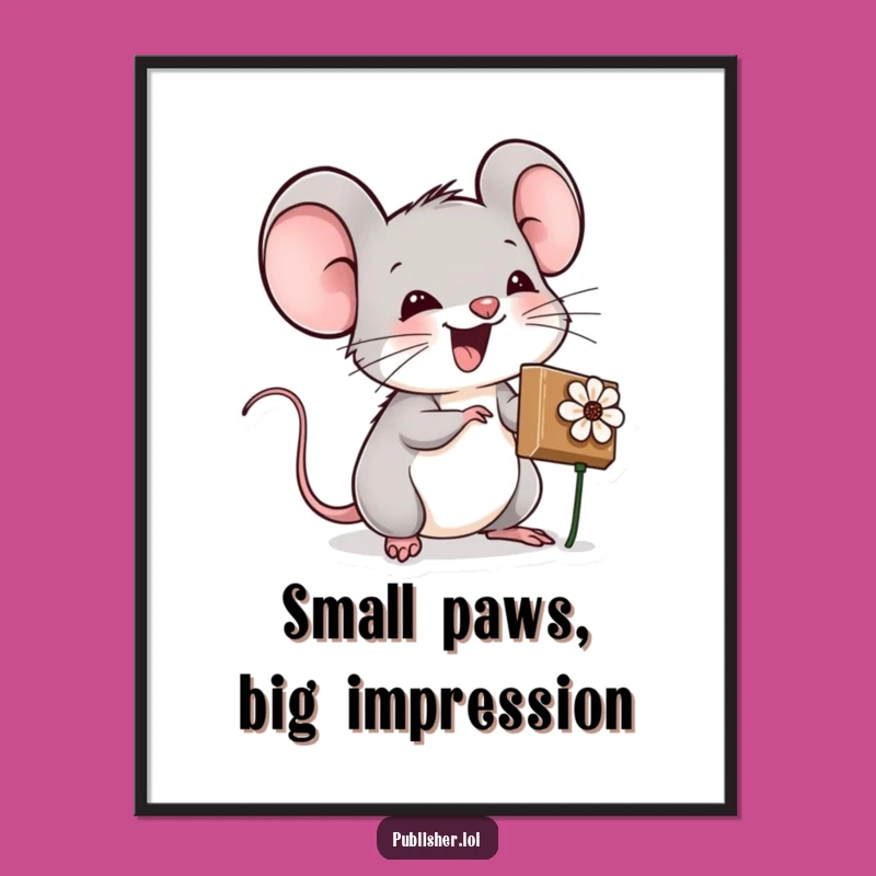 Funny Free Printable Mouse Wall Art: Floral Stamp Scene, Humorous Downloadable Decor