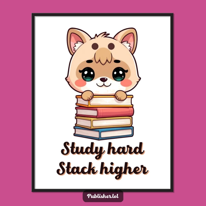 Free Printable Wall Art: Studious Animal Book Stack Art Downloadable Decor