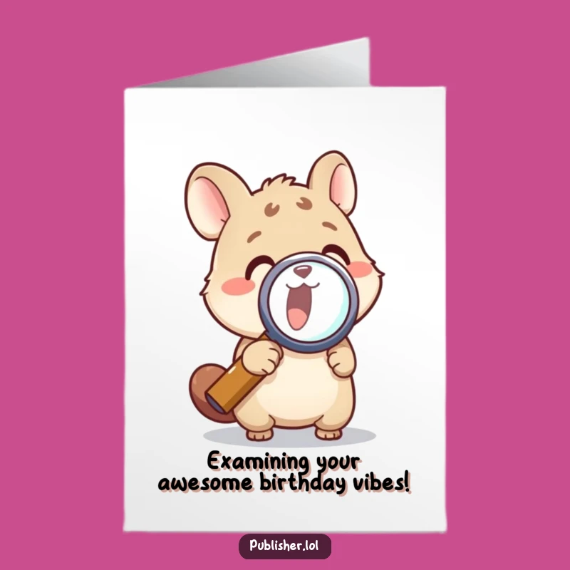 Free Printable Funny Birthday Card: Magnifying Animal Humor Downloadable Gift!