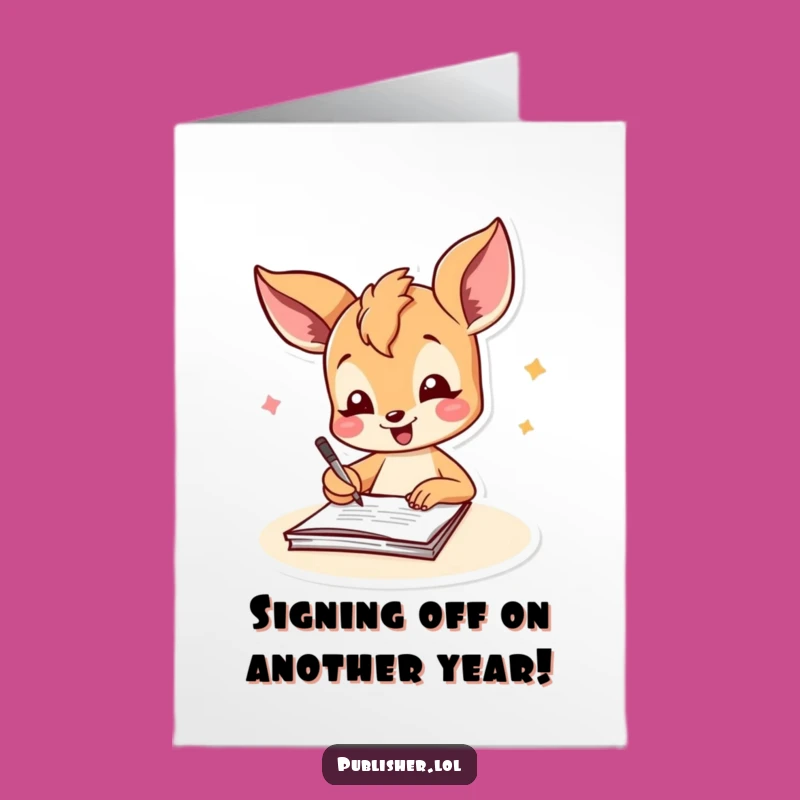 Free Printable Birthday Card: Joyful Fawn Signing Docs for a Whimsical Celebration