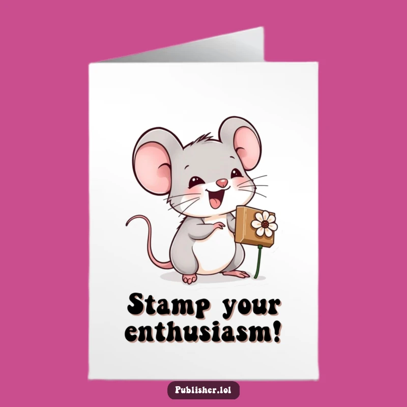 Free Printable Birthday Card: Mouse's Flower Stamp, Perfect Downloadable Gift