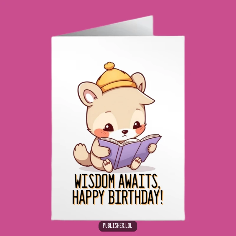 Free Printable Birthday Card: Tiny Hat Animal, Downloadable for a Curious & Funny Birthday Wish