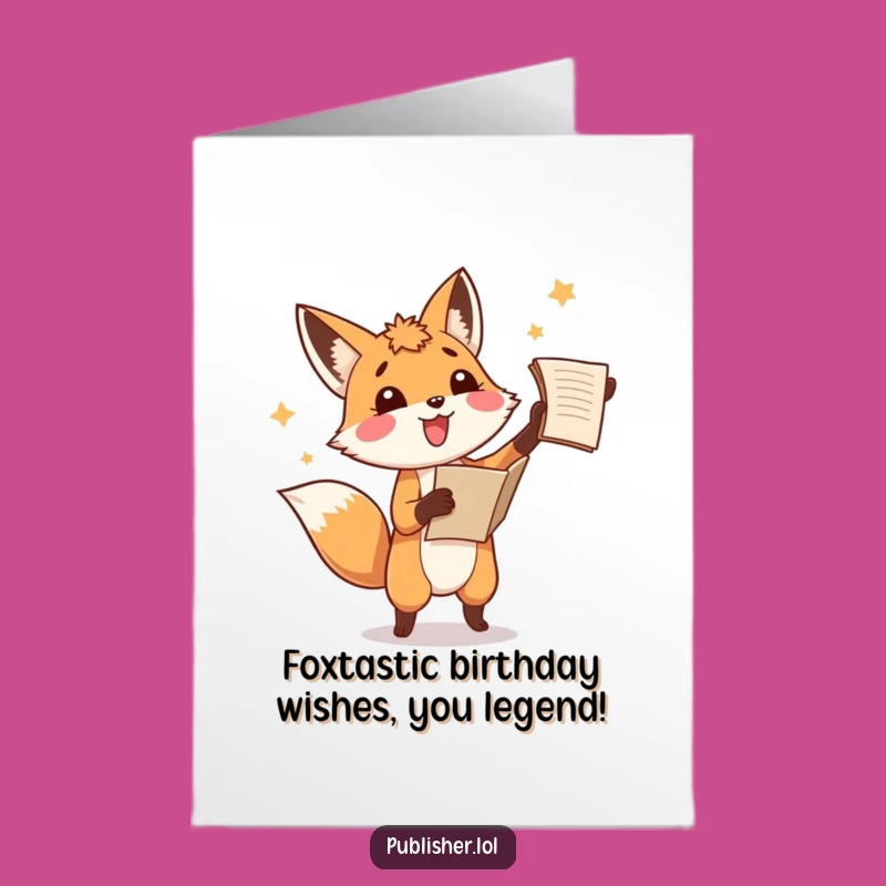 Free Printable Fox Birthday Card: Funny Manuscript Toss Downloadable Gift