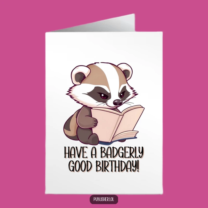 Free Printable Badger Birthday Card: Funny Bookworm Gift, Downloadable Intel