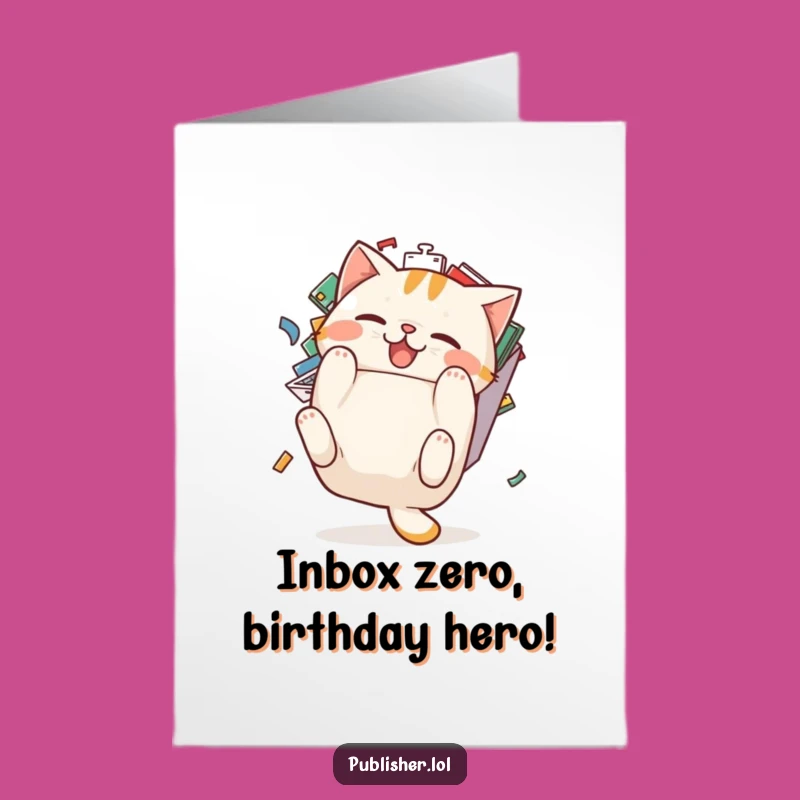 Free Printable Funny Cat Birthday Card: Pudgy Feline Floats from Inbox - Hilarious Downloadable Gift