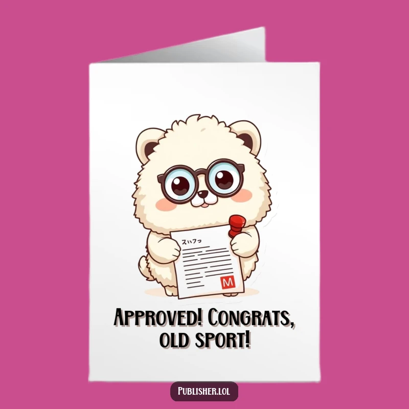 Free Printable Congrats Card: Dapper Animal Monocle Stamp Approval Downloadable