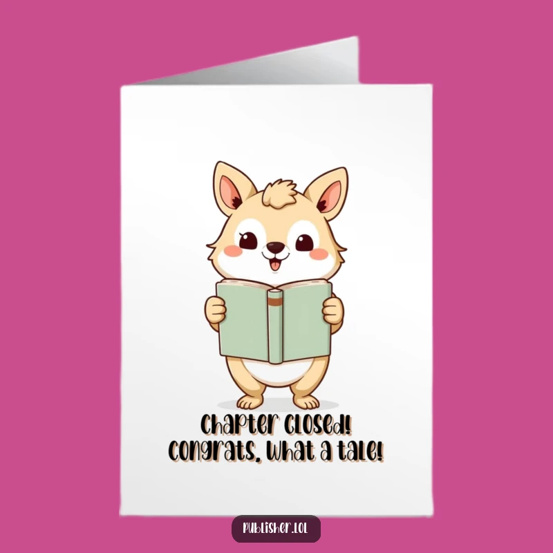 Free Printable Congrats Card: Animal Author Shows Finished Book Funny Downloadable Gift