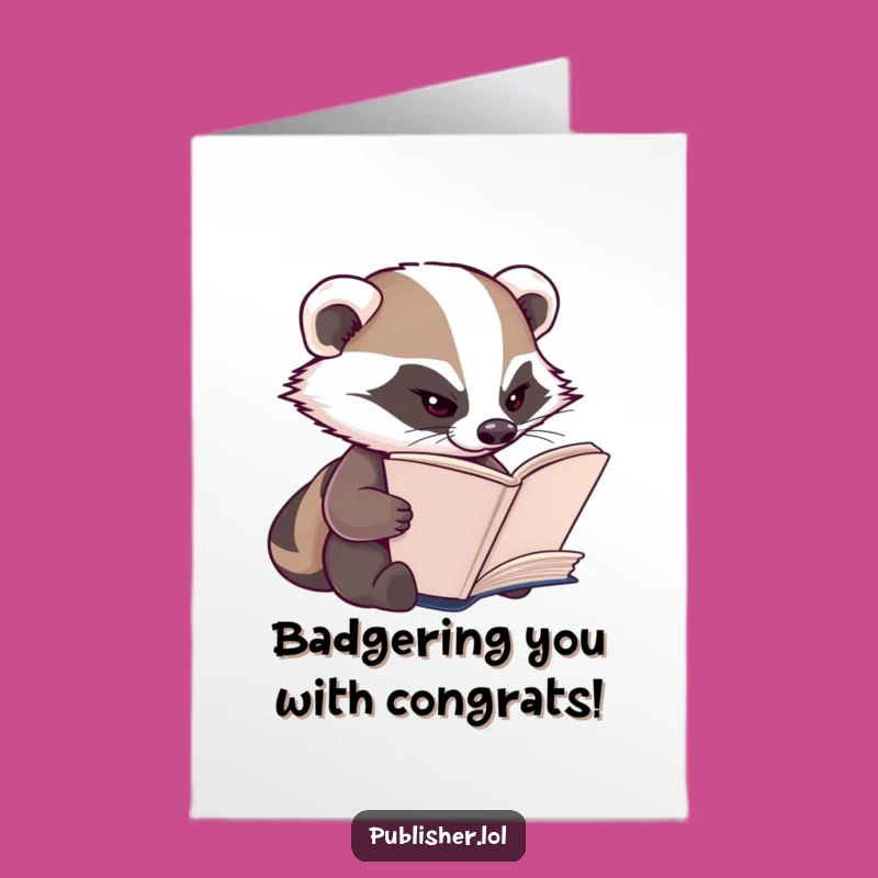 Free Printable Badger Congrats Card: Funny Book Achievement, Downloadable Success