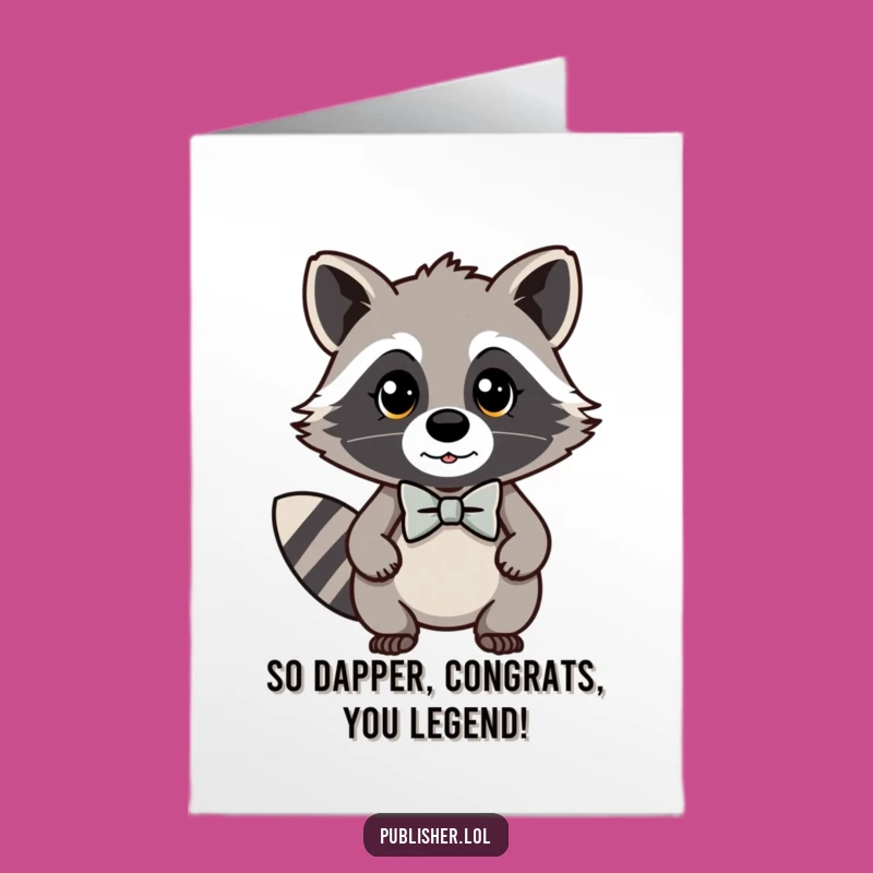 Free Printable Congrats Card: Dapper Kawaii Raccoon for Formal Celebrations & Achievements