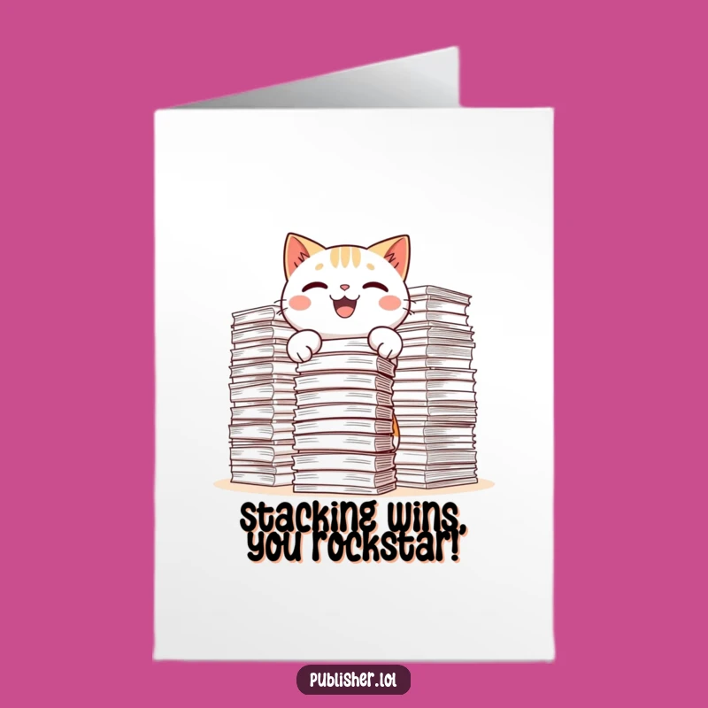 Free Printable Congrats Card: Funny Cat Paper Stacker, Amazing Downloadable Gift!