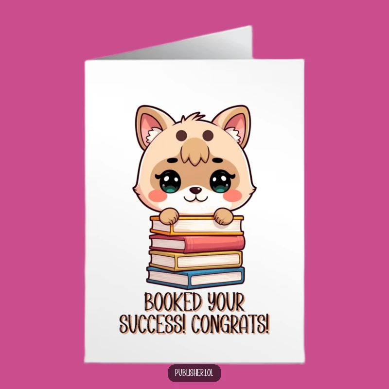 Free Printable Congrats Card: Studious Animal Book Stack Success Downloadable