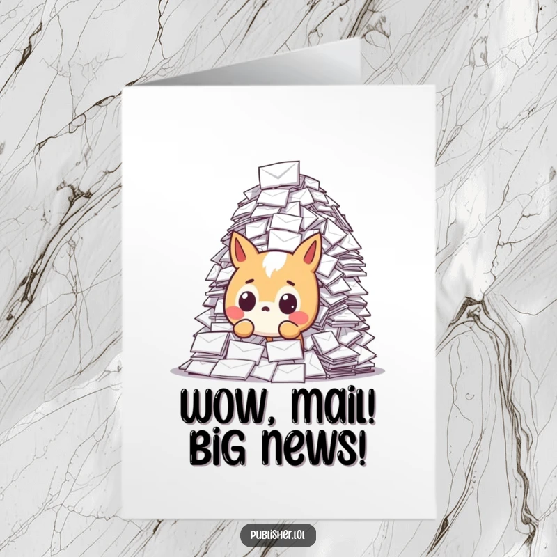Funny Free Printable Congrats Card: Animal looking shocked at an enormous pile of congratulatory mail.