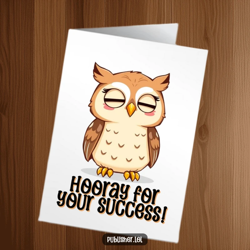 Funny Free Printable Congrats Card: A thoughtful owl nods in approval at a freshly printed page, marking achievement.