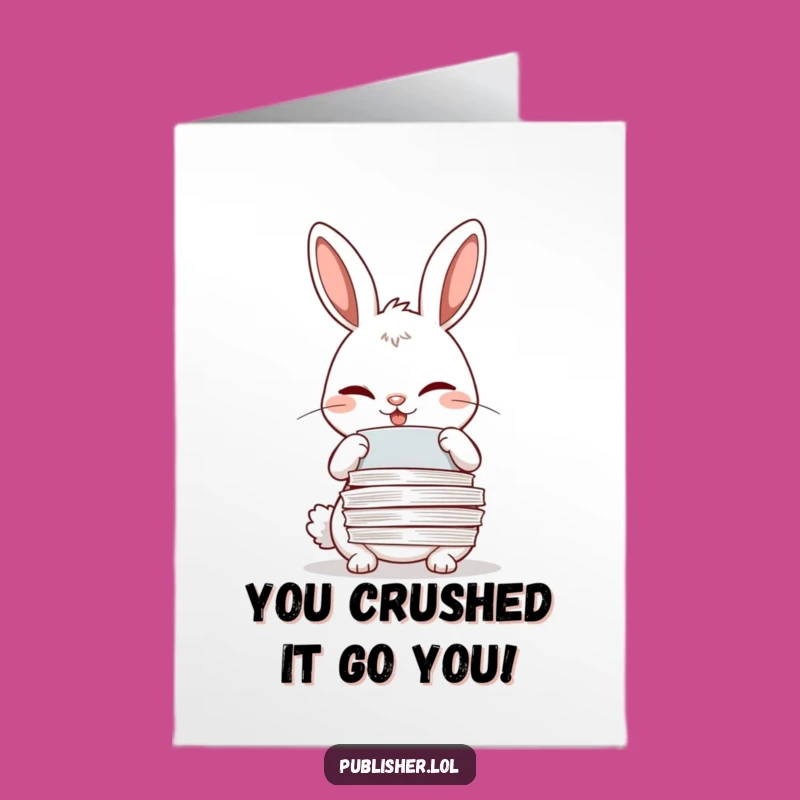 Free Printable Winking Rabbit Congrats Card: Funny Downloadable Achievement Gift