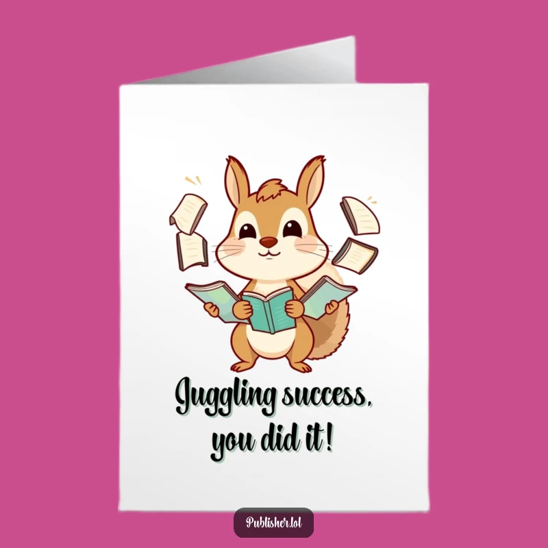 Free Printable Congrats Card: Hilarious Squirrel Manuscript Juggler for Academic & Work Achievements