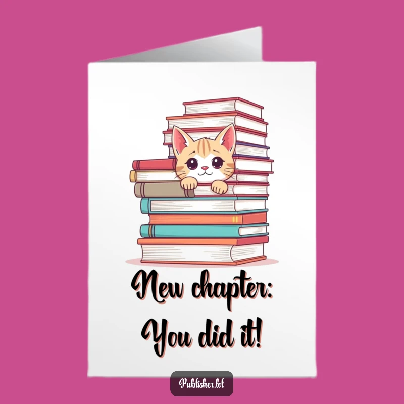 Free Printable Congrats Card: Curious Cat Reader - Funny Downloadable Gift