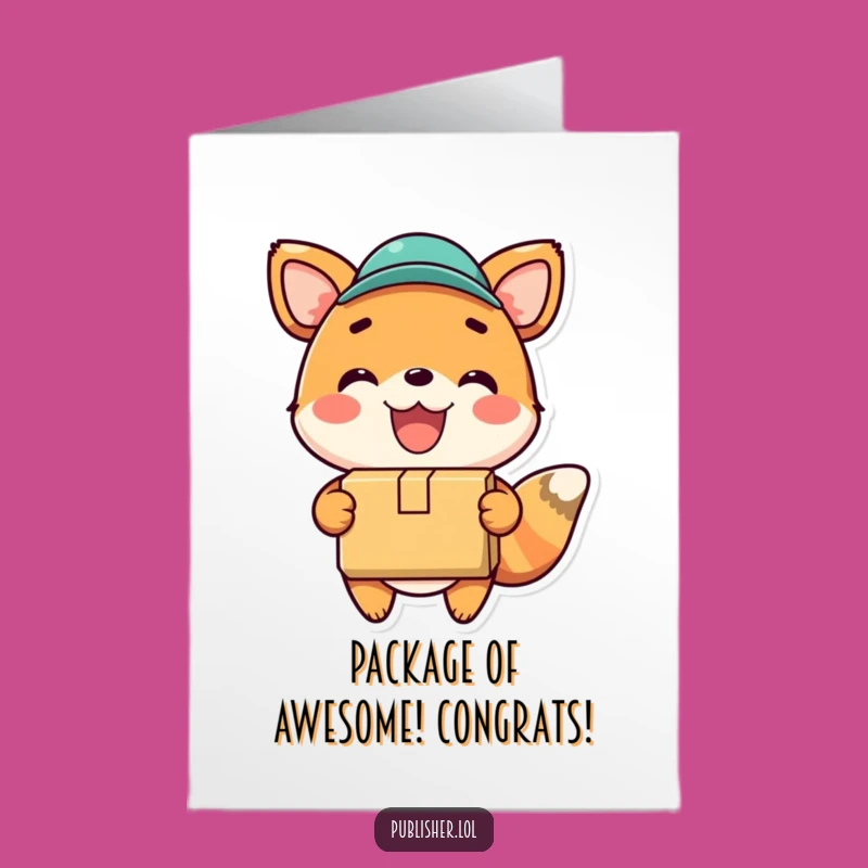 Free Printable Congrats Card: Cheerful Delivery Animal Package Success Downloadable