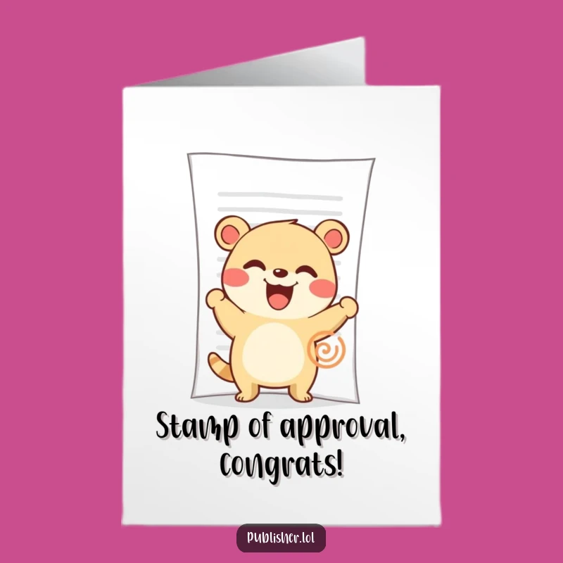 Free Printable Congrats Card: Funny Animal Stamping Doc, Official Downloadable Gift