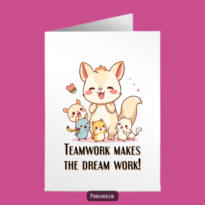 Free Printable Congrats Card: Collaborative Critters, Fun Downloadable Gift for Joint Success