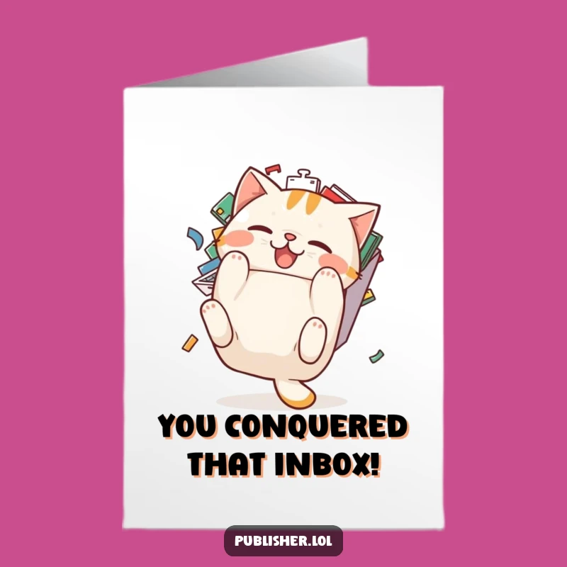 Free Printable Cat Congrats Card: Pudgy Feline from Inbox - Funny Downloadable for Wins