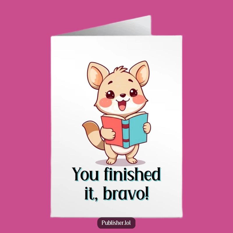 Free Printable Congrats Card: Book Presenting Animal, Downloadable for a Literate Achievement Celebration