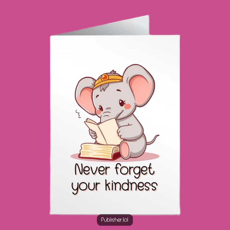 Free Printable Elephant Thank You Card: Funny Downloadable for Appreciating the Hustle