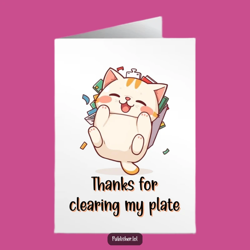 Free Printable Funny Cat Thank You Card: Pudgy Feline from Inbox - Downloadable Gratitude