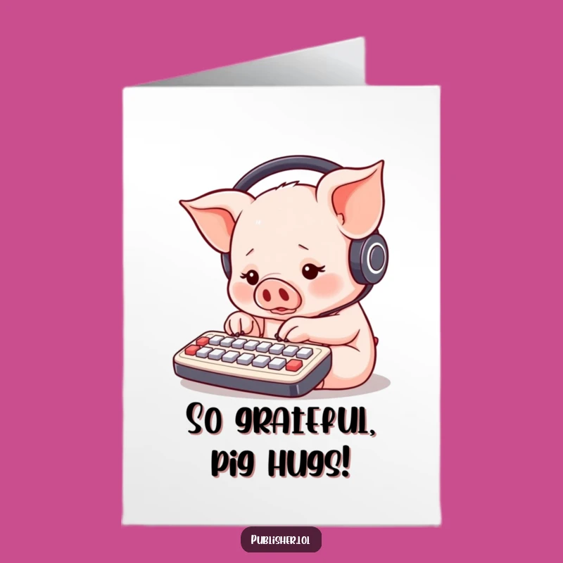 Free Printable Piglet Thank You Card: Funny Downloadable for Grateful Gamers or Typists