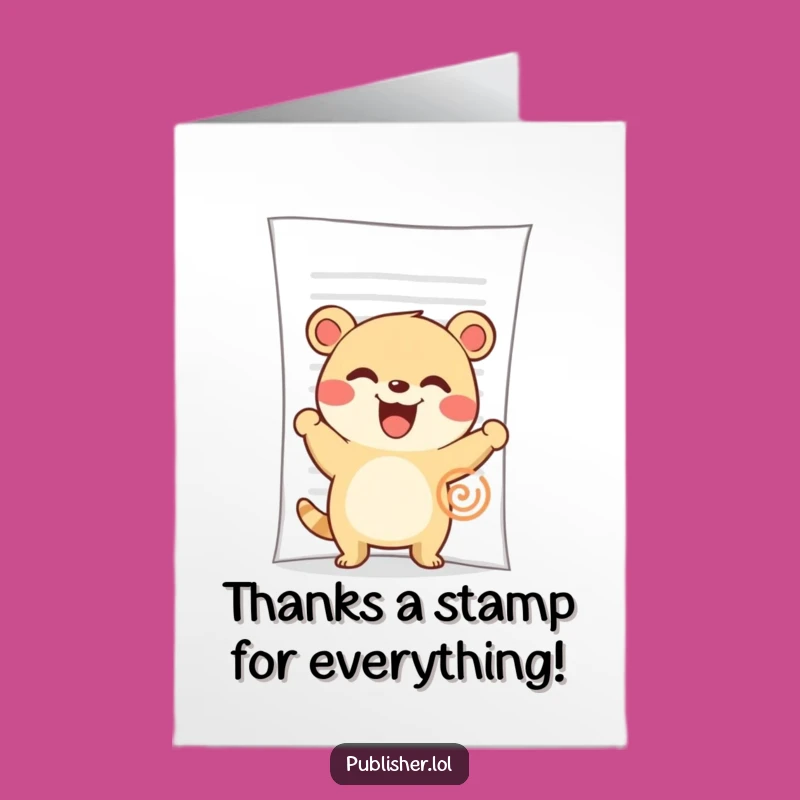 Free Printable Thank You Card: Funny Animal Stamping Doc, Grateful Downloadable Gift