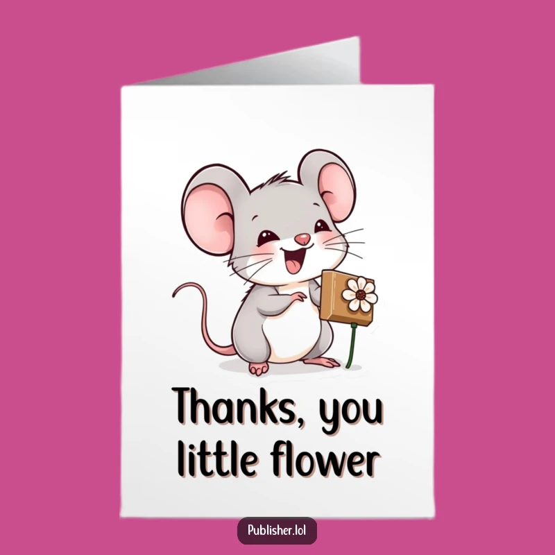Free Printable Thank You Card: Mouse's Floral Stamp, Perfect Downloadable Gift